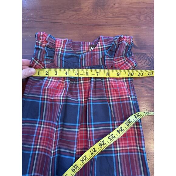 Tea Collection Baby Girls 6-9 Month Red Matsuri Plaid Holiday Ruffle Romper - Picture 7 of 11